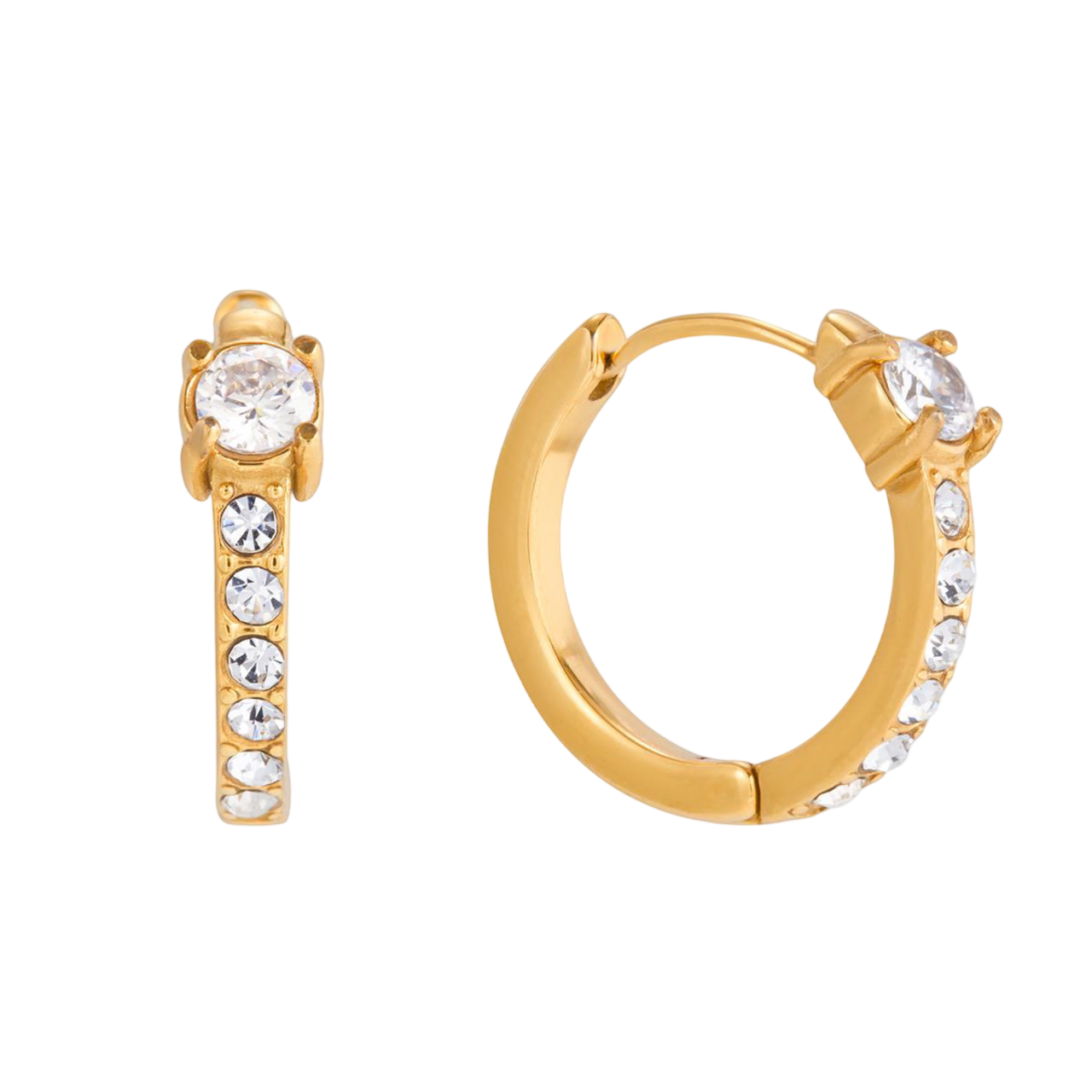 Gold Inlaid Diamond Hoop Earrings