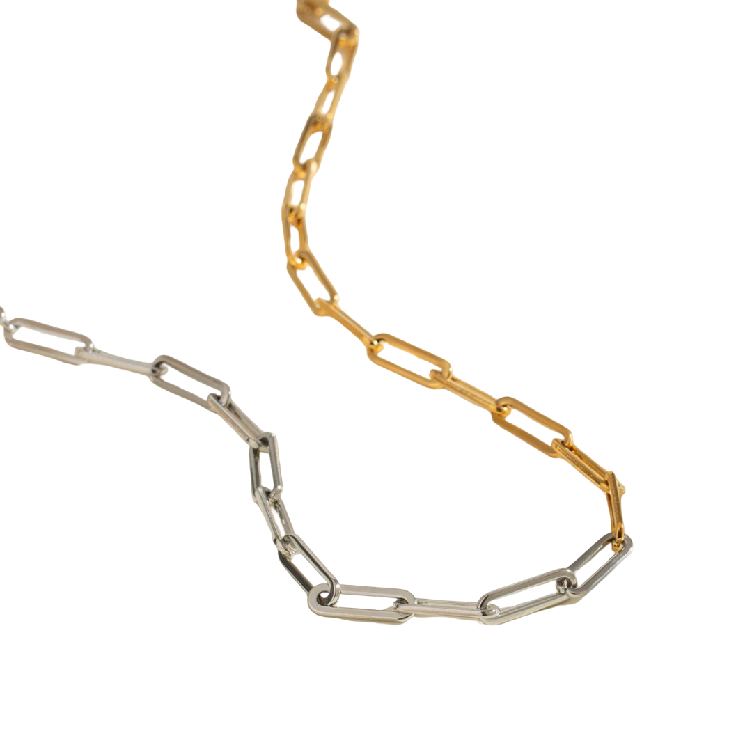 Mixed Metals Paperclip Necklace