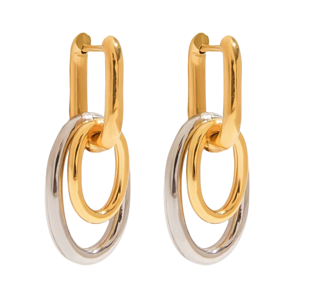 Minimalist Mixed Metals Huggies Earrings