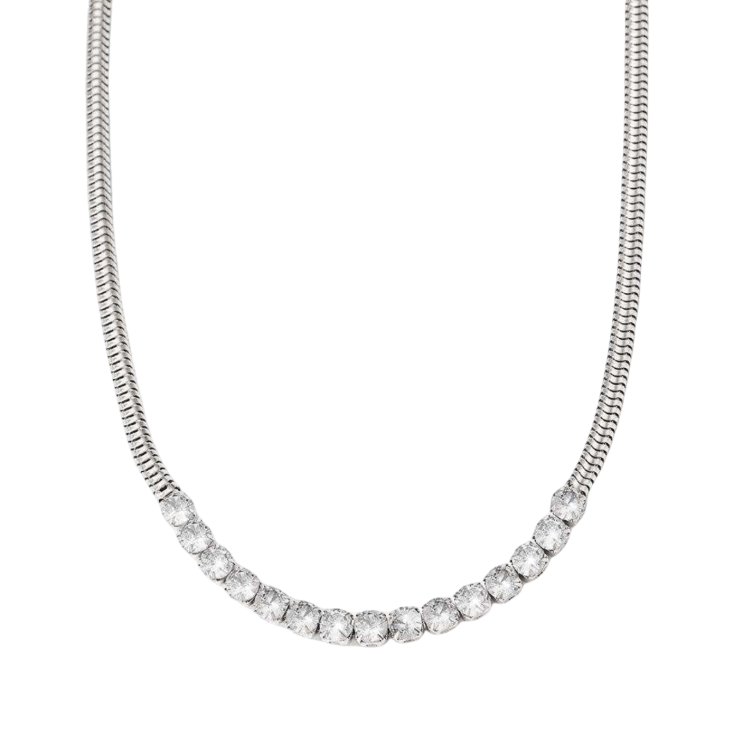 CZ Inlaid Snake Chain Necklace | Charms by Andie