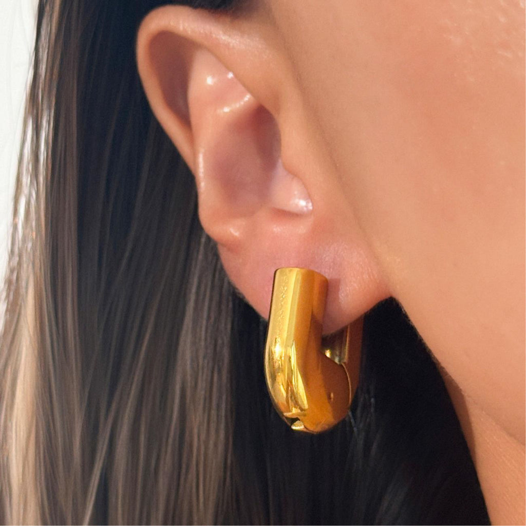 Chunky Designer Hinged Hoop Earrings Waterproof, Sweatproof, Anti-Tarnish Earrings Charms by Andie