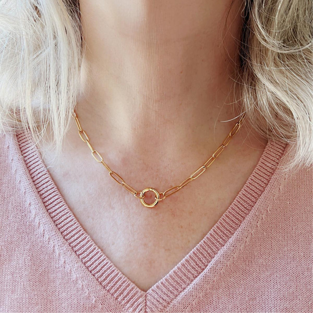 14K Gold chain charm necklace holder Waterproof Sweatproof Anti-Tarnish Necklace Charms by Andie