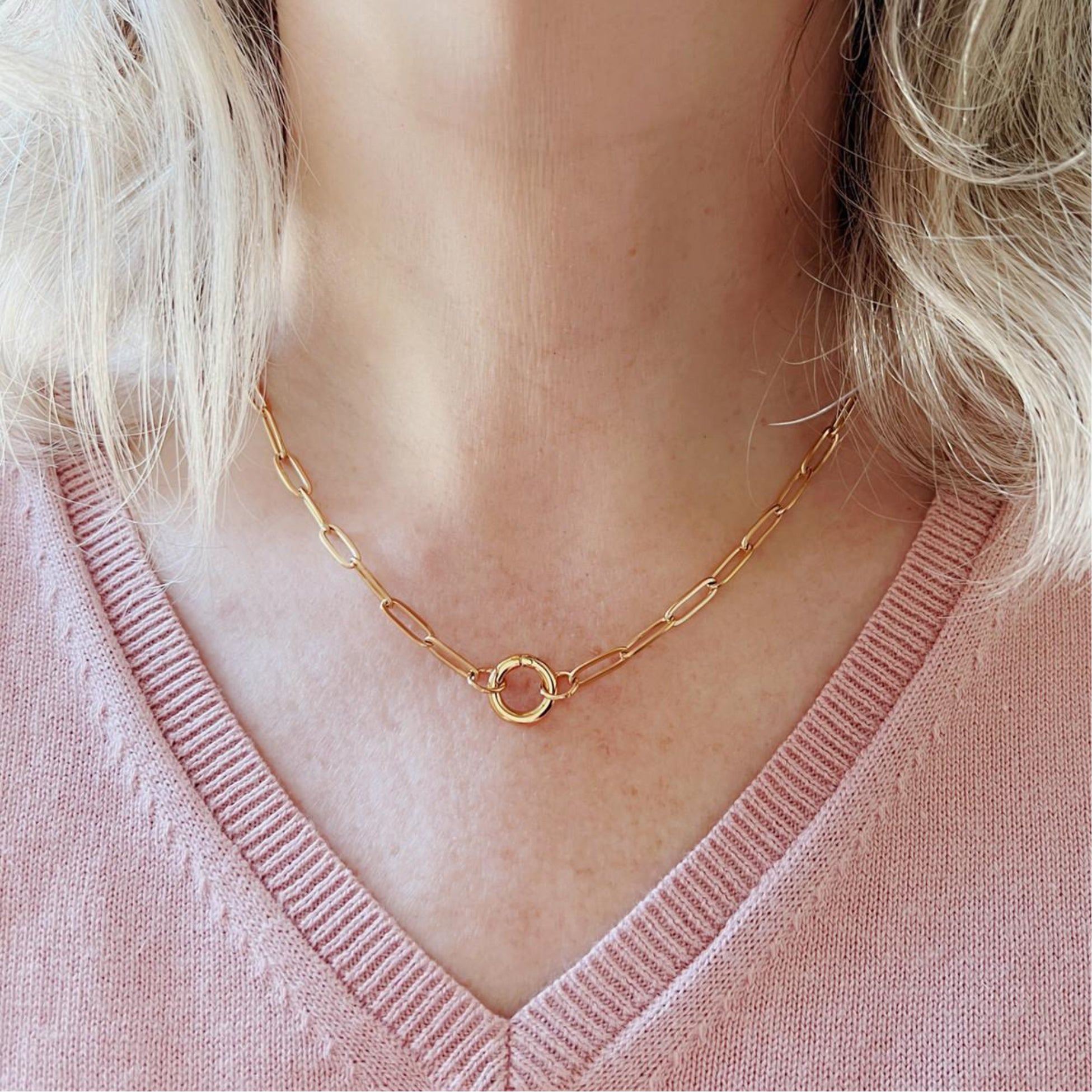14K Gold chain charm necklace holder Waterproof Sweatproof Anti-Tarnish Necklace Charms by Andie