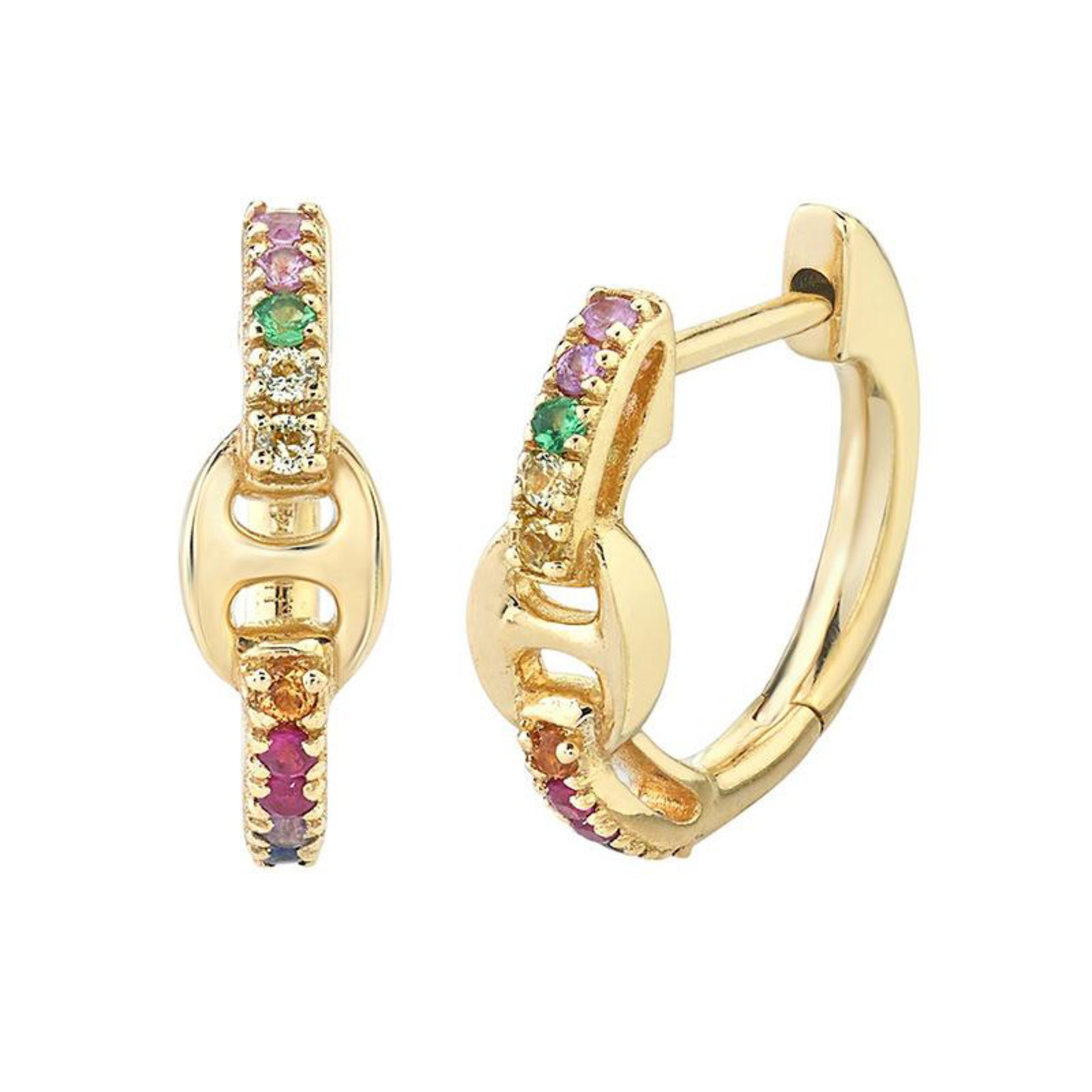 Colorful Link Chain Huggies Earring | Waterproof Sweatproof, Anti-Tarnish Earrings Charms by Andie
