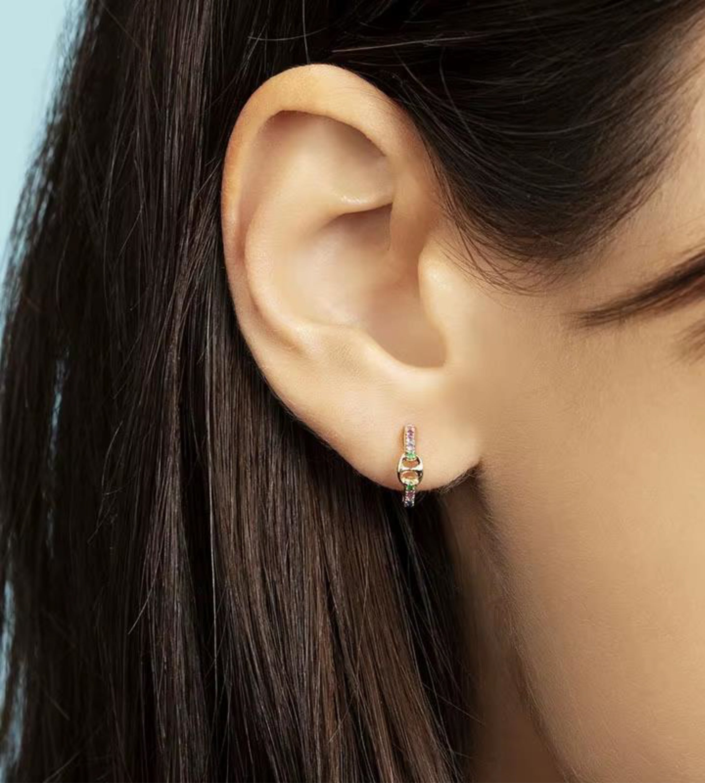 Colorful Link Chain Huggies Earring | Waterproof Sweatproof, Anti-Tarnish Earrings Charms by Andie
