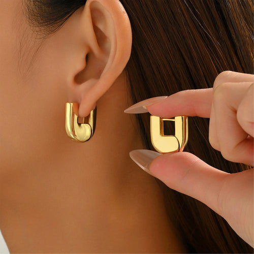 Chunky Designer Hinged Hoop Earrings Waterproof, Sweatproof, Anti-Tarnish Earrings Charms by Andie