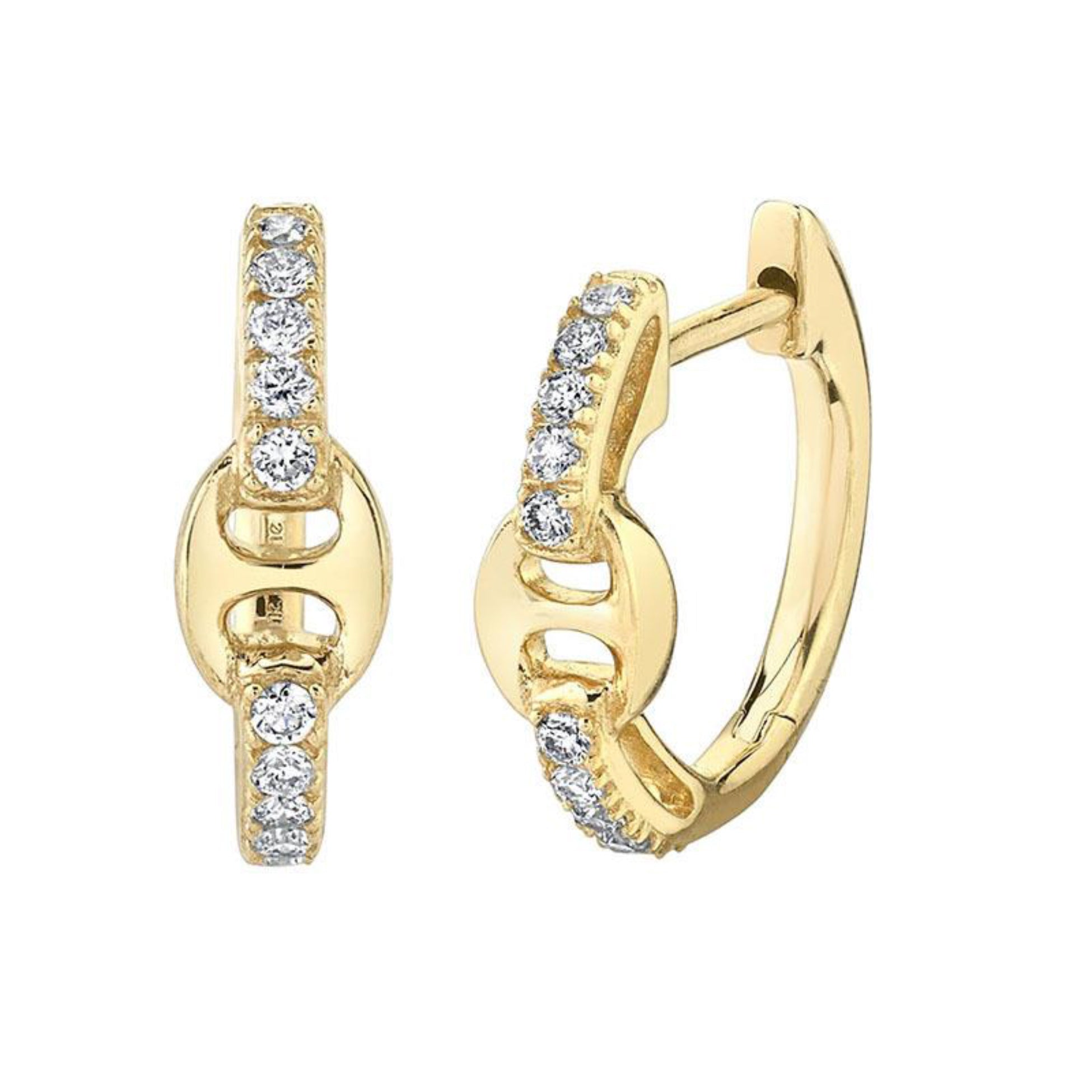 Waterproof Diamond Link Huggie Waterproof, Sweatproof Anti-Tarnish Earrings Charms by Andie