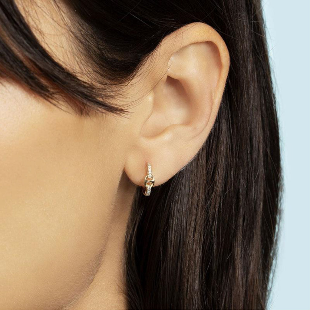 Diamond Link Huggie Earring Waterproof, Sweatproof, Anti-tarnish Earrings Charms by Andie