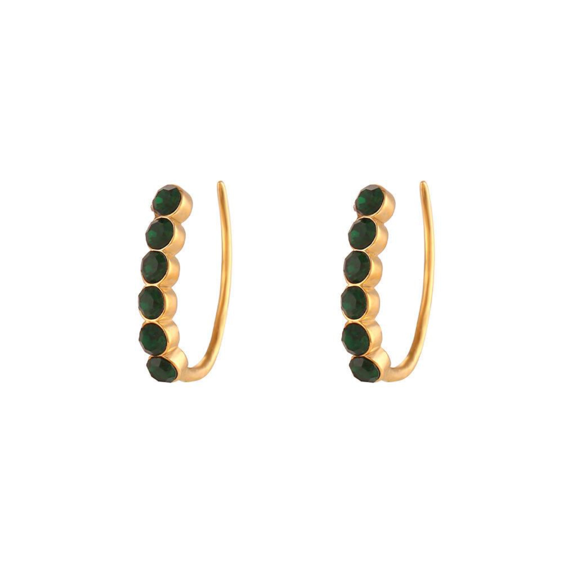 European Emerald Green Fish hook Earrings Waterproof Sweatproof Anti-Tarnish Earrings Charms by Andie