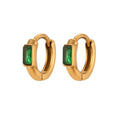 Gold waterproof huggies earrings with green gemstones Waterproof Sweatproof, Anti-Tarnish Charms by Andie