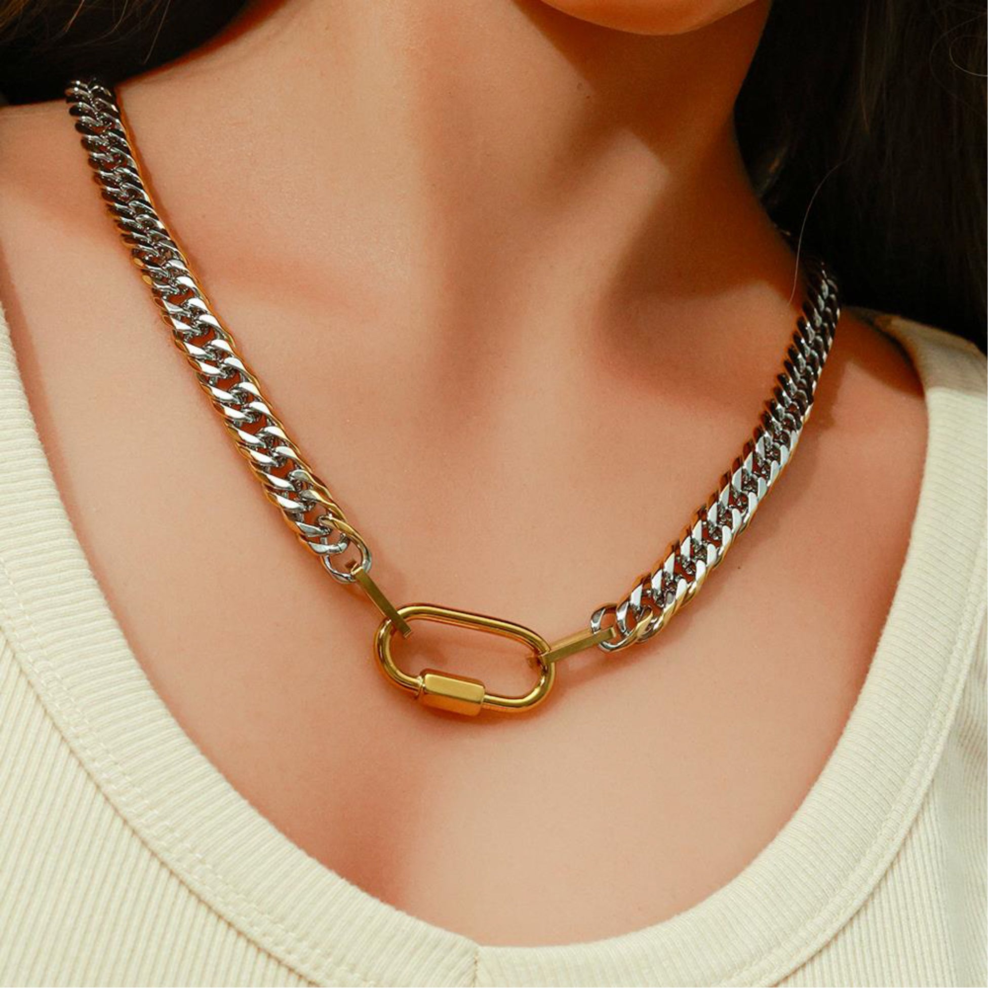Gold and silver chain necklace Waterproof Sweatproof, Anti-Tarnish Workout, Swim and shower Friendly Charms by Andie