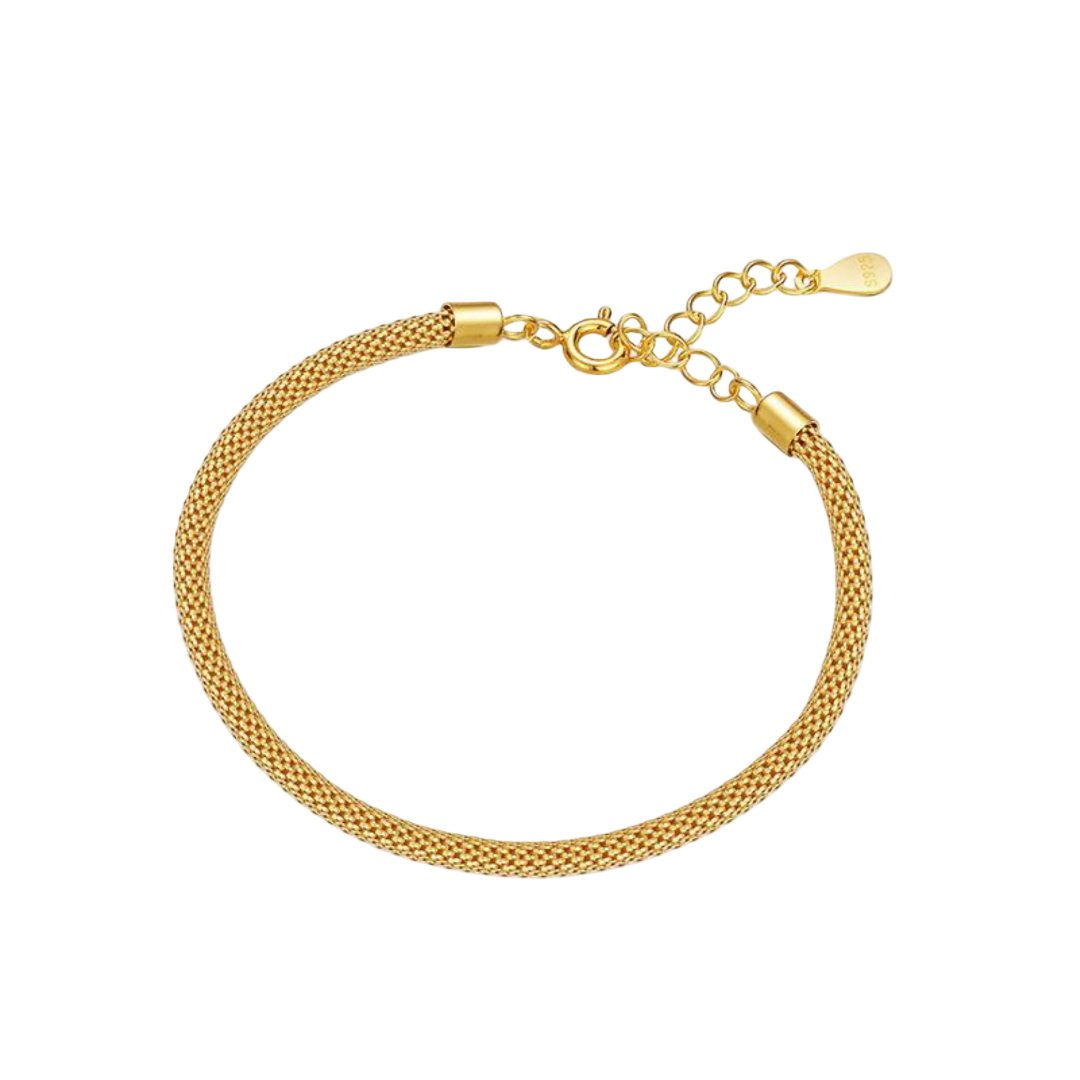 Gold Mesh Net Chain Bracelet | Waterproof Sweatproof Anti Tarnish Bracelet Charms by Andie