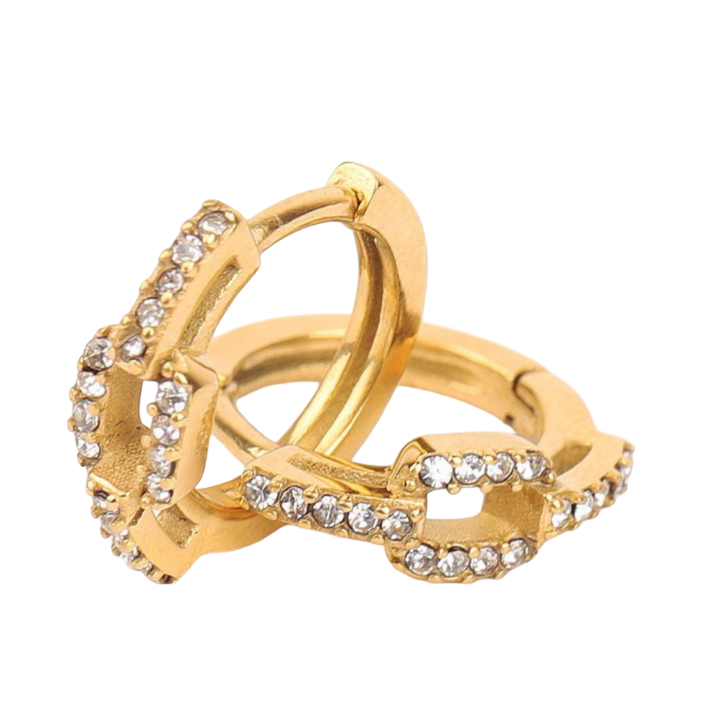 Waterproof Sweatproof Anti-Tarnish Dainty Diamond Paved Chain Hoop Earring | Charms by Andie