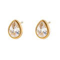 Pear Bezel set Stud Earrings| Waterproof Sweatproof Anti Tarnish Jewelry Charms by Andie
