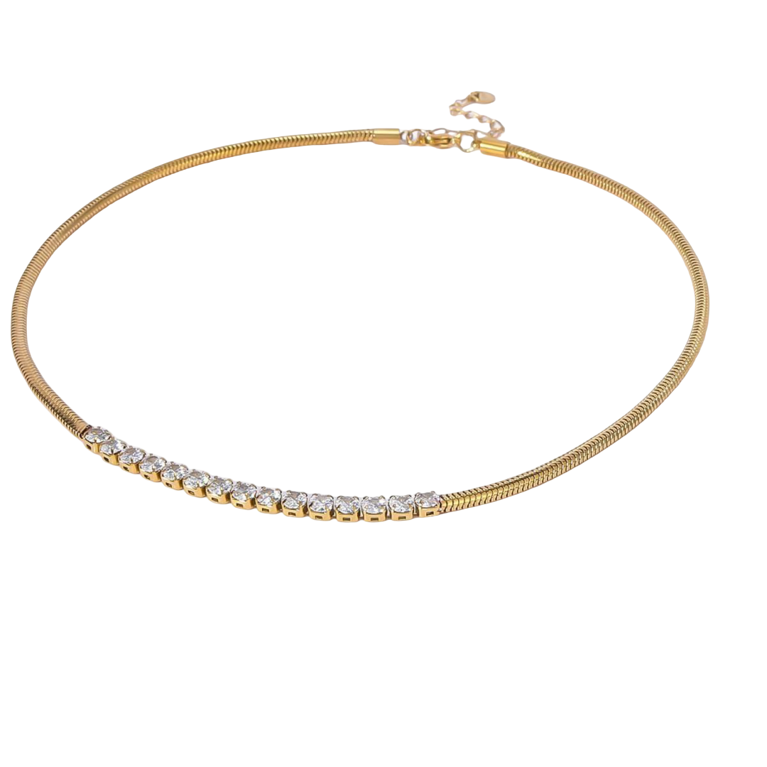 CZ Inlaid Snake Chain Necklace
