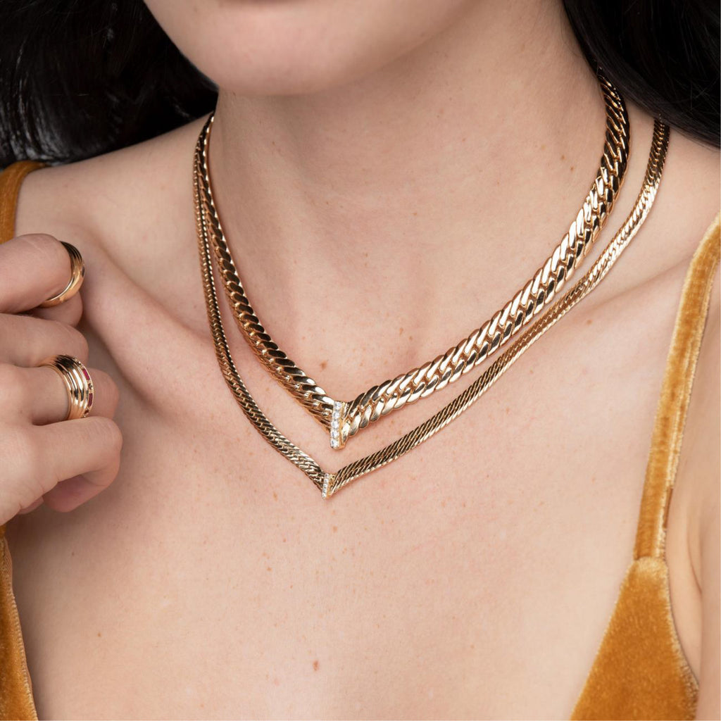 Gold Luxury V Shaped waterproof sweatproof anti-tarnish necklace Charms by Andie
