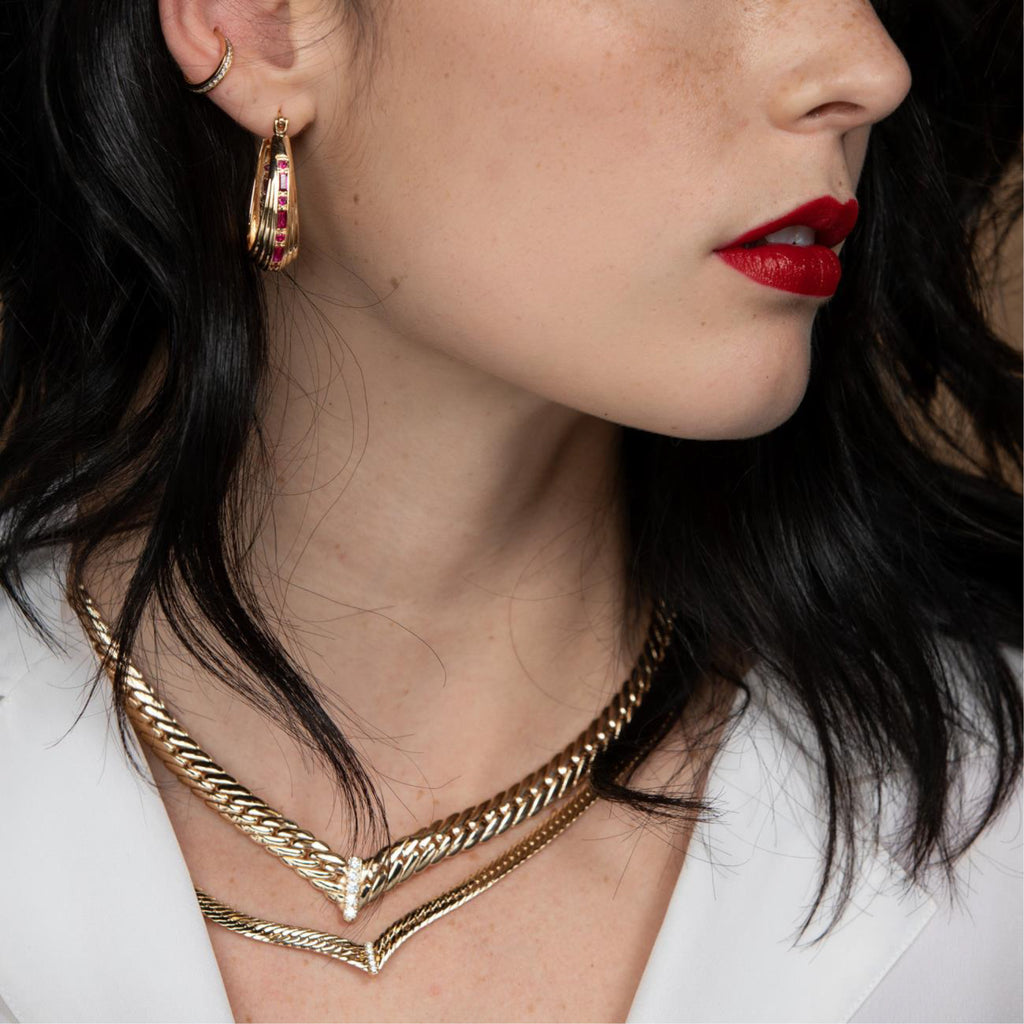 Gold Luxury V Shaped waterproof sweatproof anti-tarnish necklace Charms by Andie