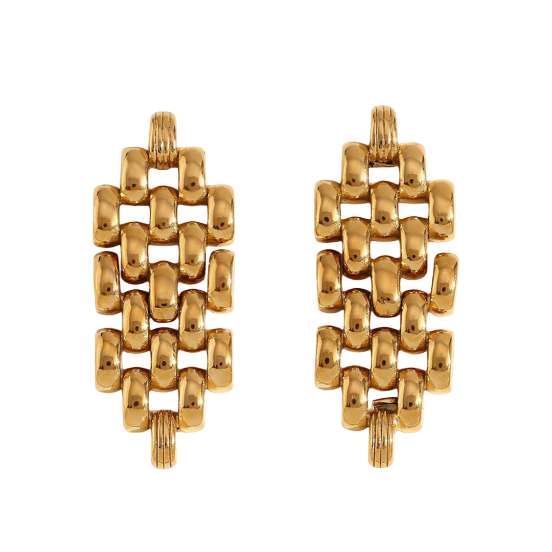Gold Watchband Earrings Waterproof Sweatproof Anti Tarnish Jewelry Charms by Andie